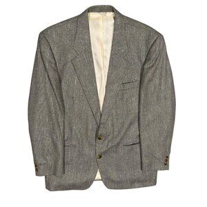 Vintage Silk Blend Tweed Blazer Sport Coat Made in Canada Beige 42R